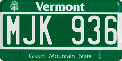 VT license plate MJK936