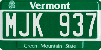 VT license plate MJK937