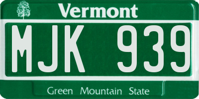 VT license plate MJK939