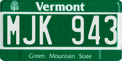 VT license plate MJK943