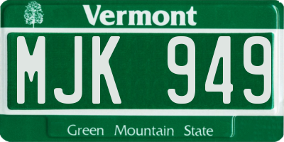 VT license plate MJK949