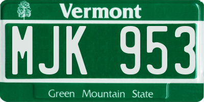 VT license plate MJK953