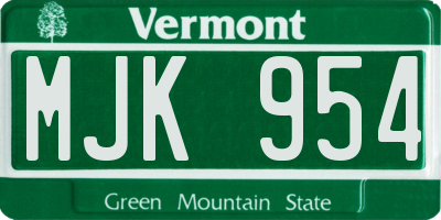 VT license plate MJK954