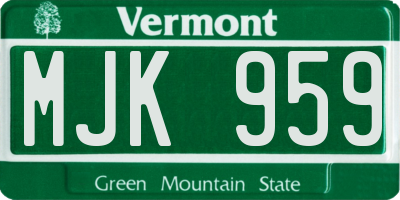 VT license plate MJK959