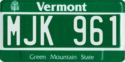 VT license plate MJK961