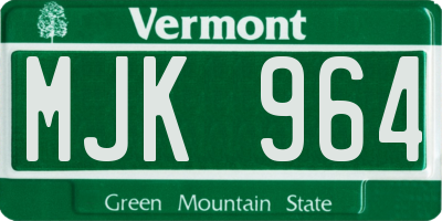VT license plate MJK964