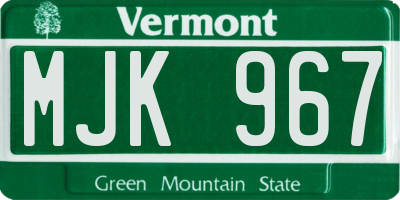 VT license plate MJK967
