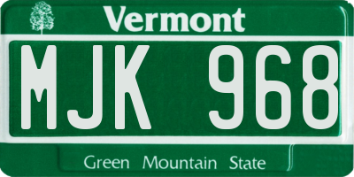 VT license plate MJK968