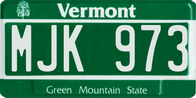 VT license plate MJK973