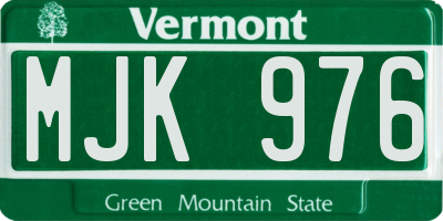 VT license plate MJK976