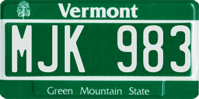 VT license plate MJK983