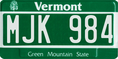 VT license plate MJK984