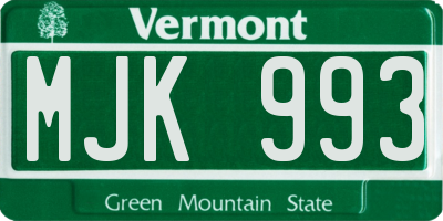 VT license plate MJK993