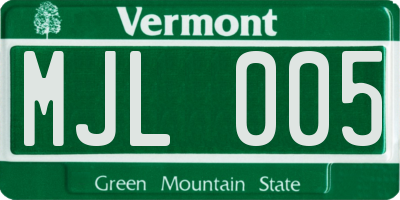 VT license plate MJL005
