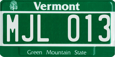 VT license plate MJL013