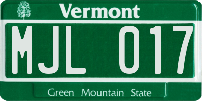 VT license plate MJL017