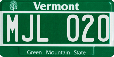 VT license plate MJL020
