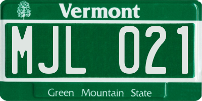 VT license plate MJL021