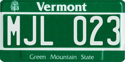 VT license plate MJL023