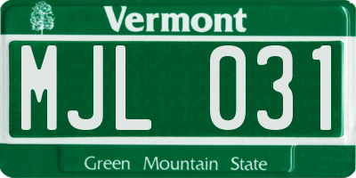 VT license plate MJL031