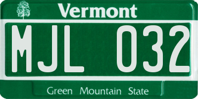 VT license plate MJL032