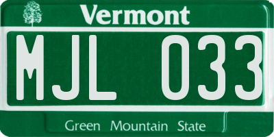 VT license plate MJL033