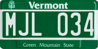 VT license plate MJL034