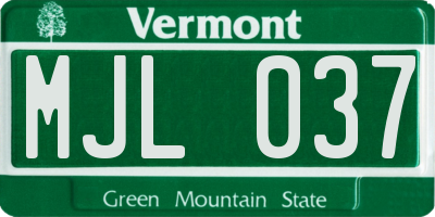 VT license plate MJL037