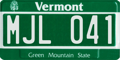 VT license plate MJL041