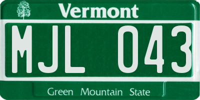 VT license plate MJL043