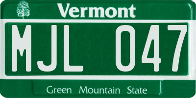 VT license plate MJL047