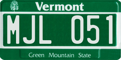 VT license plate MJL051