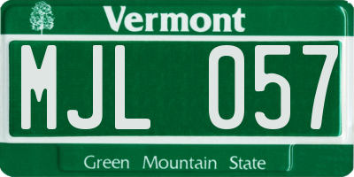 VT license plate MJL057
