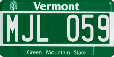 VT license plate MJL059