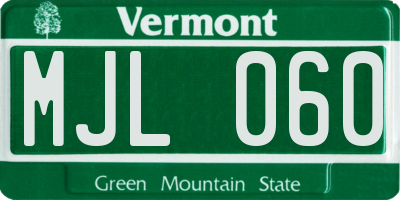 VT license plate MJL060