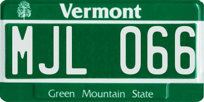 VT license plate MJL066