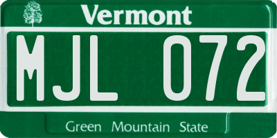 VT license plate MJL072