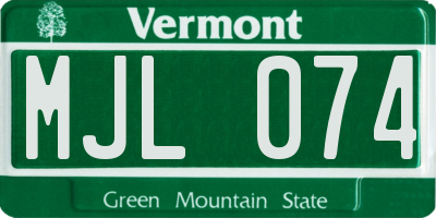 VT license plate MJL074