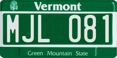 VT license plate MJL081
