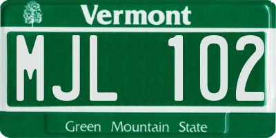 VT license plate MJL102