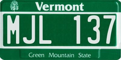 VT license plate MJL137