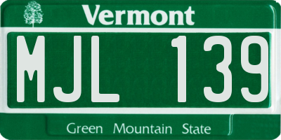 VT license plate MJL139