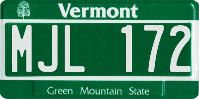 VT license plate MJL172