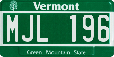 VT license plate MJL196