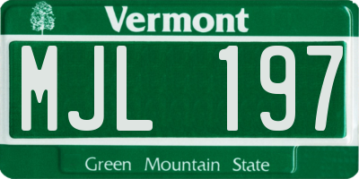 VT license plate MJL197