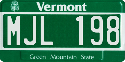 VT license plate MJL198