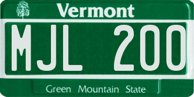 VT license plate MJL200