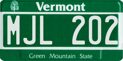 VT license plate MJL202
