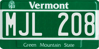 VT license plate MJL208