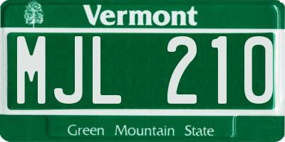 VT license plate MJL210
